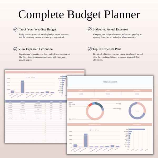 Wedding Planner Spreadsheet Template for Google Sheets & Excel - SpreadsheetsHub