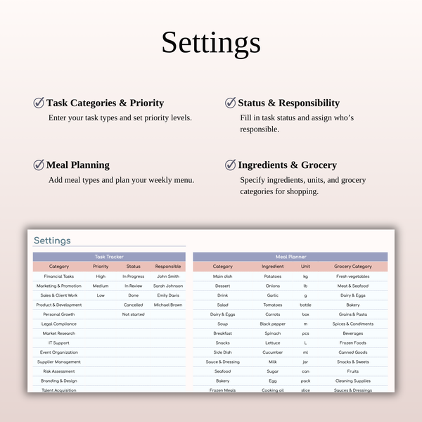 Settings - SpreadsheetsHub