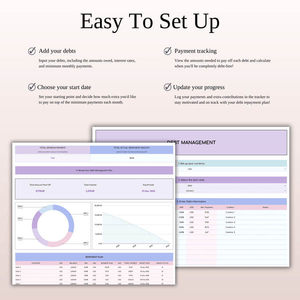 Debt Snowball Tracker Template Excel & Google Sheets (Rainbow Theme) - SpreadsheetsHub