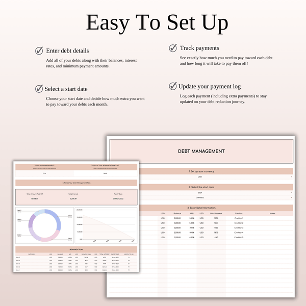 Debt Snowball Method Payoff Template for Excel & Google Sheets (Elegant Mode) - SpreadsheetsHub