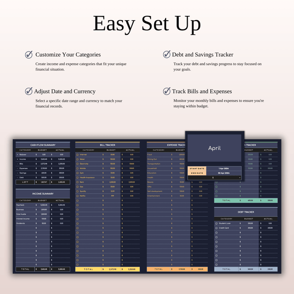 Budget Planner Excel & Google Sheets, Monthly Budget Spreadsheet, Personal Finance Tracker (Dark Theme) - SpreadsheetsHub