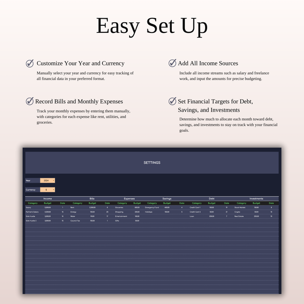 Bill Payment Calendar Template Excel & Google Sheets (Dark Theme)