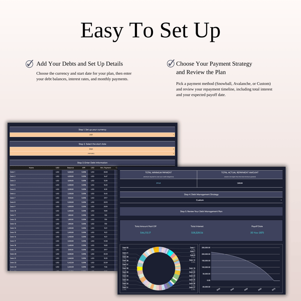 Debt Payoff Tracker Spreadsheet Template Excel & Google Sheets (Dark Theme) - SpreadsheetsHub