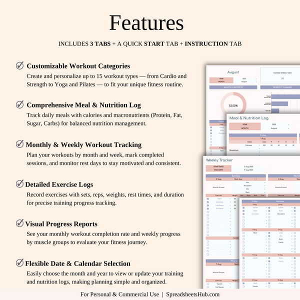 PLR - Fitness Planner - SpreadsheetsHub