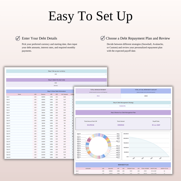 Debt Tracker Spreadsheet Template Excel & Google Sheets (Rainbow Theme) - SpreadsheetsHub