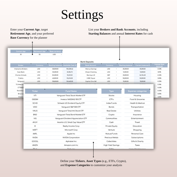 Retirement Portfolio Tracker & Planner for Google Sheets & Excel - SpreadsheetsHub