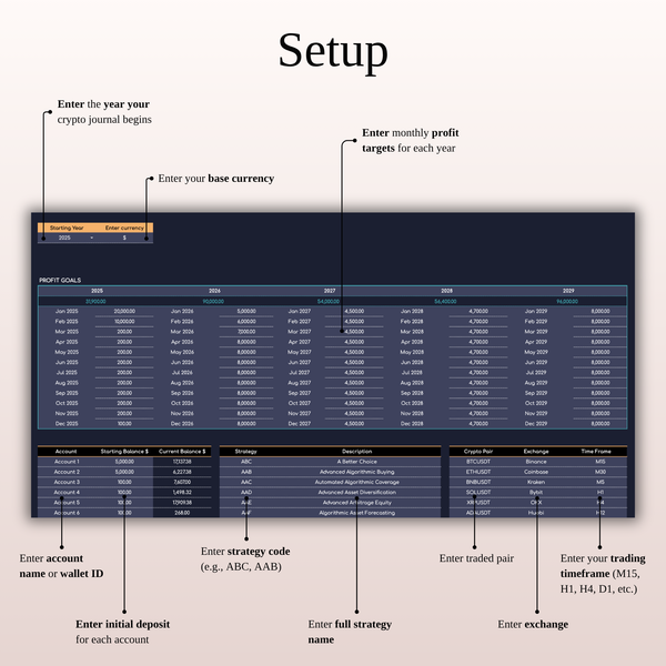 Setup - Crypto Trading Journal | SpreadsheetsHub