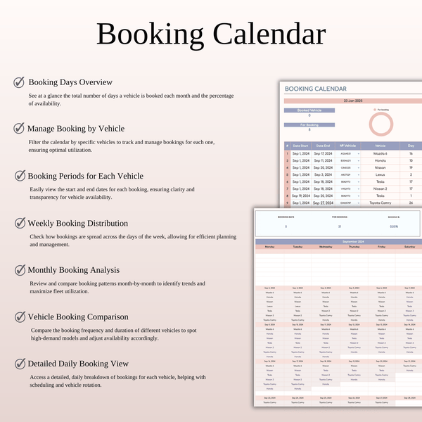 Vehicle Rental Management & Booking Tracker Spreadsheet Template Excel & Google Sheets - SpreadsheetsHub