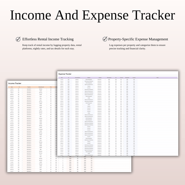 Rental Property Management Spreadsheet | Excel & Google Sheets Template (Rainbow Theme) - SpreadsheetsHub