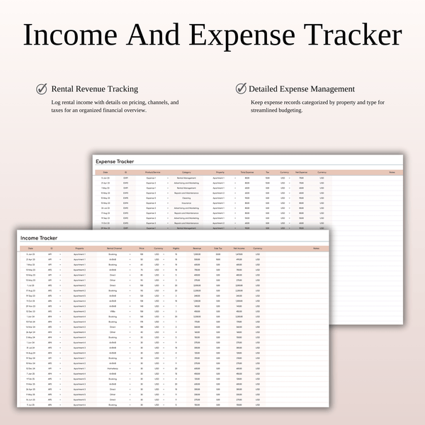 Airbnb Income & Expense Spreadsheet Template | Excel & Google Sheets (Elegant Theme) - SpreadsheetsHub