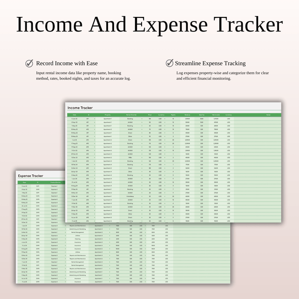 Zillow Rental Property Management | Income & Expense Tracker (Green Theme) - SpreadsheetsHub