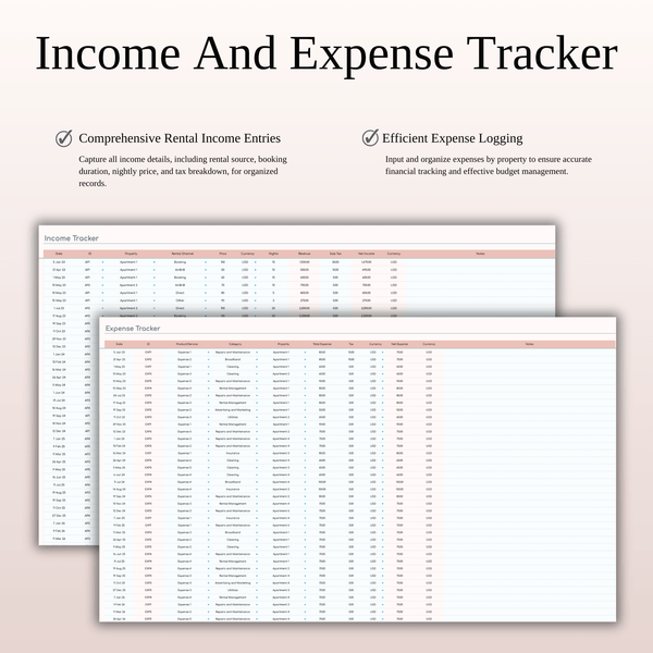 Rental Property Income & Expense Spreadsheet Template in Excel and Google Sheets - SpreadsheetsHub