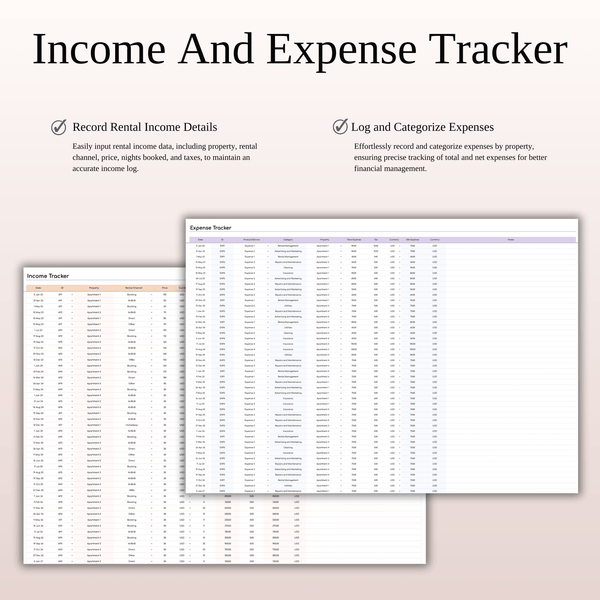 Airbnb Property Management Income & Expense Tracker | Excel & Google Sheets Template (Rainbow Theme) - SpreadsheetsHub