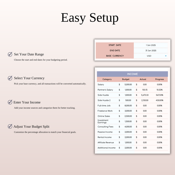 50/30/20 Budget Spreadsheet Template | Excel & Google Sheets