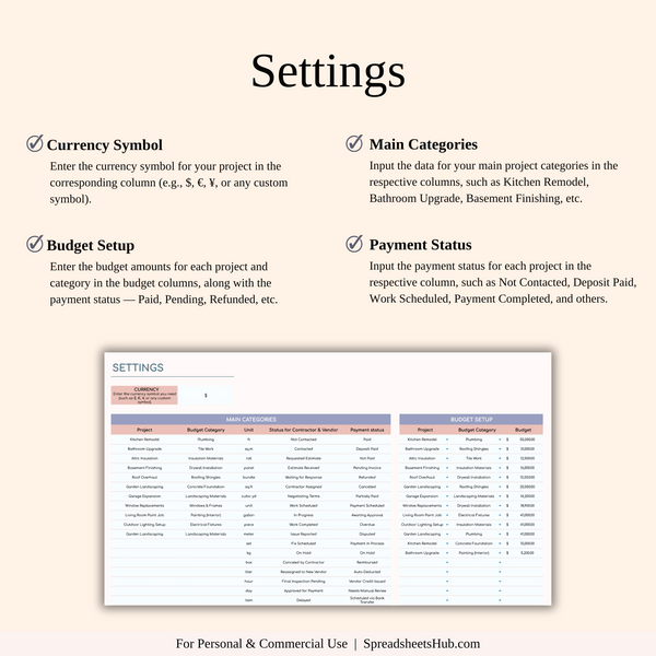 PLR - Renovation Tracker - SpreadsheetsHub