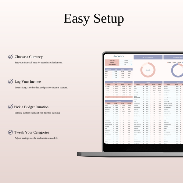 45/30/20/5 Budget Spreadsheet Template | Excel & Google Sheets