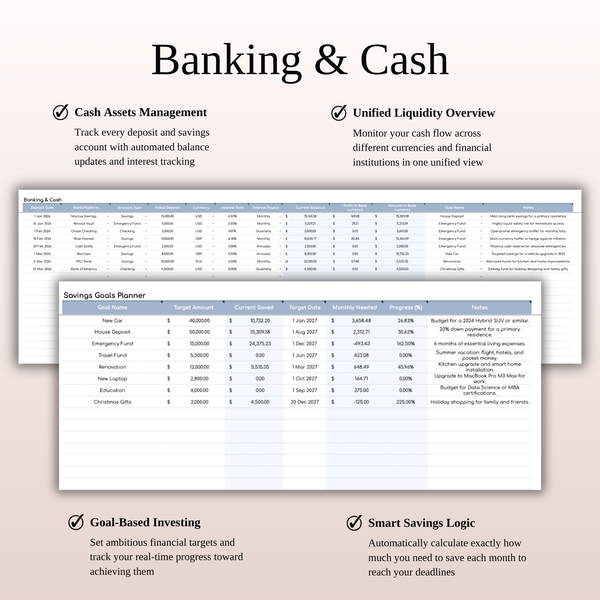 Banking & Cash Investment Tracker - SpreadsheetsHub