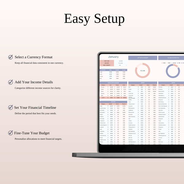 55/25/15/5 Budget Spreadsheet Template | Excel & Google Sheets