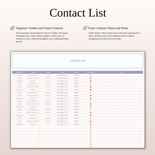 Wedding Planner Spreadsheet Template for Google Sheets & Excel - SpreadsheetsHub