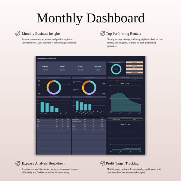 Rental Property Accounting & Bookkeeping | Excel & Google Sheets Template (Dark Theme) - SpreadsheetsHub