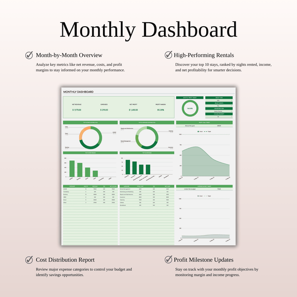 Rental Property Bookkeeping Tracker | Excel & Google Sheets Template (Green Theme) - SpreadsheetsHub