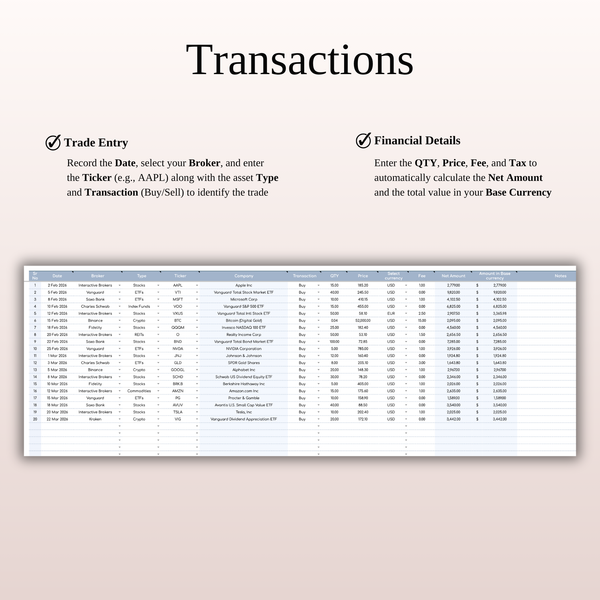 Retirement Portfolio Tracker & Planner for Google Sheets & Excel - SpreadsheetsHub