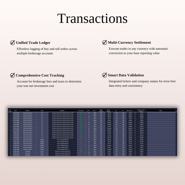 Transactions ETF & Index Fund Tracker - SpreadsheetsHub