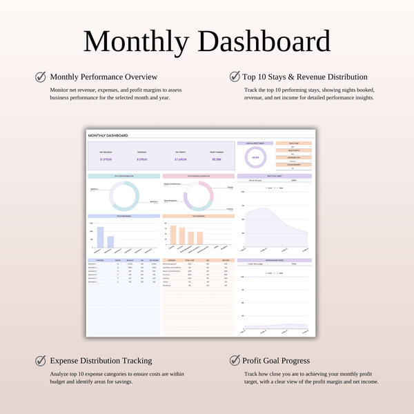 Airbnb Property Management Income & Expense Tracker | Excel & Google Sheets Template (Rainbow Theme) - SpreadsheetsHub