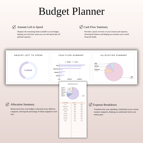 Budget Planner Excel & Google Sheets, Monthly Budget Spreadsheet, Personal Finance Tracker (Rainbow Theme) - SpreadsheetsHub