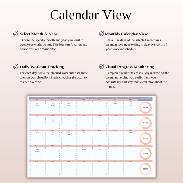 Fitness Planner Template Spreadsheet for Google Sheets & Excel - SpreadsheetsHub