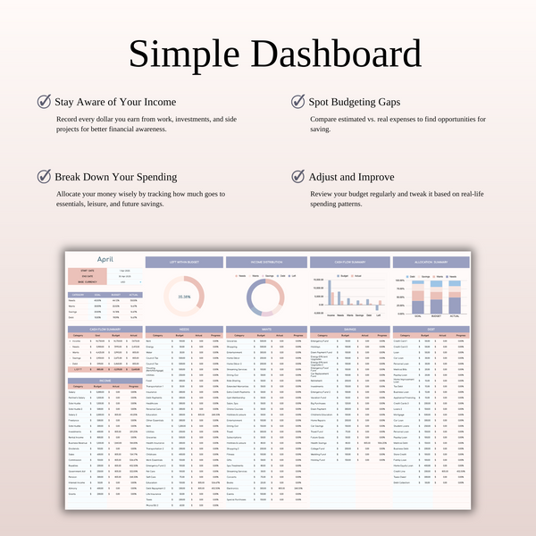 40/30/20/10 Budget Spreadsheet Template | Excel & Google Sheets