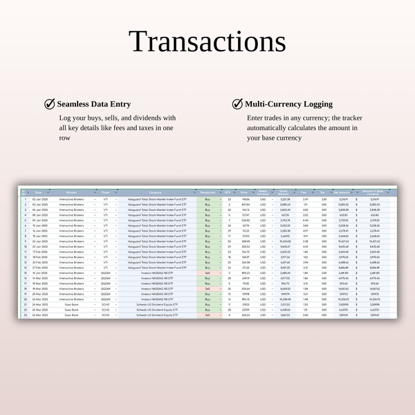 Transactions ETF & Index Fund Tracker