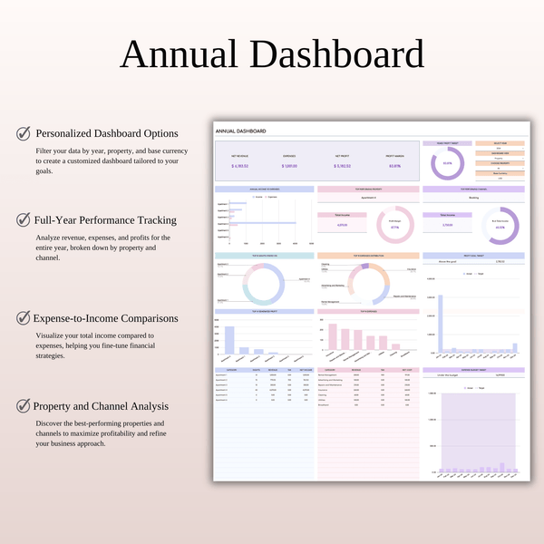 Rental Property Management Spreadsheet | Excel & Google Sheets Template (Rainbow Theme) - SpreadsheetsHub