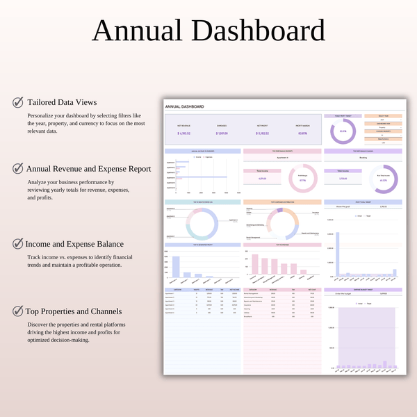 Property Management Tool for Zillow | Excel & Google Sheets Template (Rainbow Theme) - SpreadsheetsHub