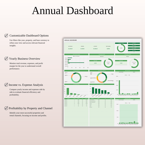 Zillow Rental Property Management | Income & Expense Tracker (Green Theme) - SpreadsheetsHub