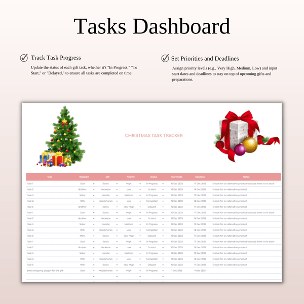 Christmas Planner Spreadsheet for Google Sheets & Excel - SpreadsheetsHub