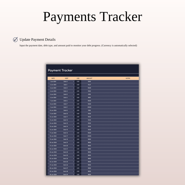 Debt Payoff Tracker Spreadsheet Template Excel & Google Sheets (Dark Theme) - SpreadsheetsHub