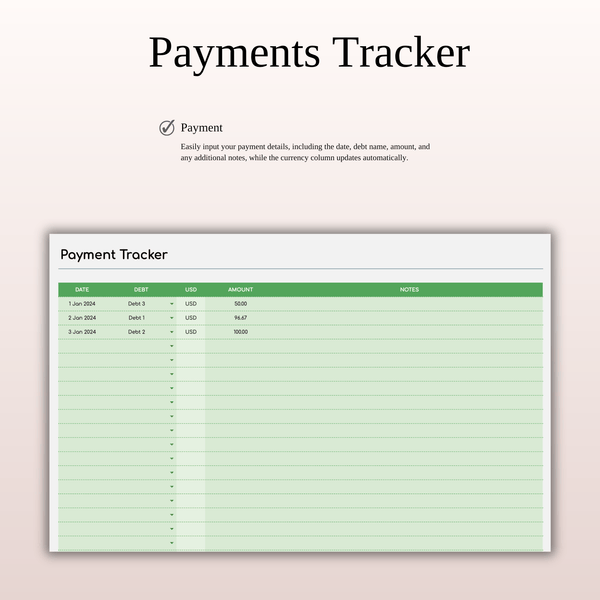 Debt Snowball Calculator Template for Excel & Google Sheets (Green Theme) - SpreadsheetsHub