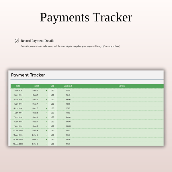 Debt Repayment Spreadsheet | Snowball, Avalanche, and Custom Order (Green Theme) - SpreadsheetsHub