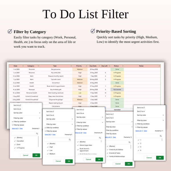 To-Do List Tracker Template for Google Sheets & Excel - SpreadsheetsHub