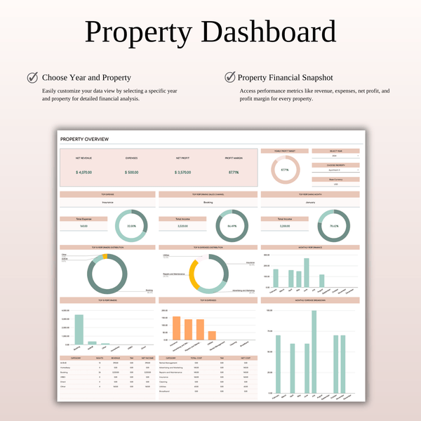 Zillow Property Tracker | Excel & Google Sheets for Hosts (Elegant Theme) - SpreadsheetsHub