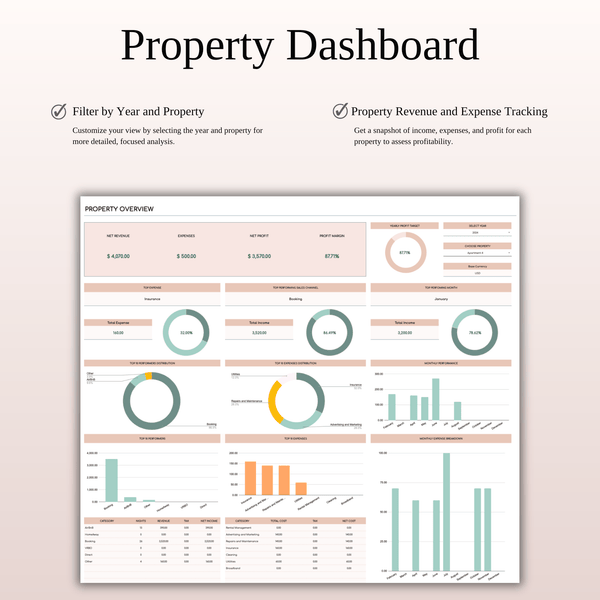 Airbnb Income & Expense Spreadsheet Template | Excel & Google Sheets (Elegant Theme) - SpreadsheetsHub