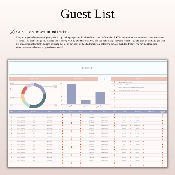 Wedding Planner Spreadsheet Template for Google Sheets & Excel - SpreadsheetsHub