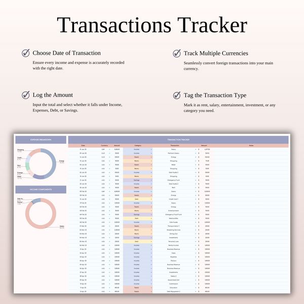 40/30/20/10 Budget Spreadsheet Template | Excel & Google Sheets