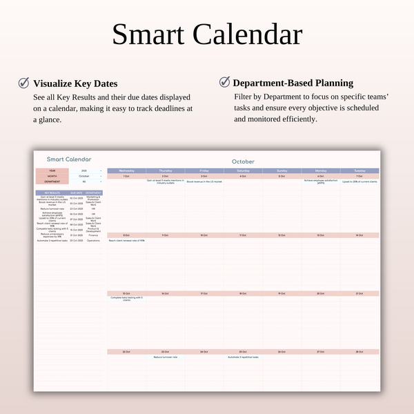 OKR Tracker Smart Calendar  - SpreadsheetsHub