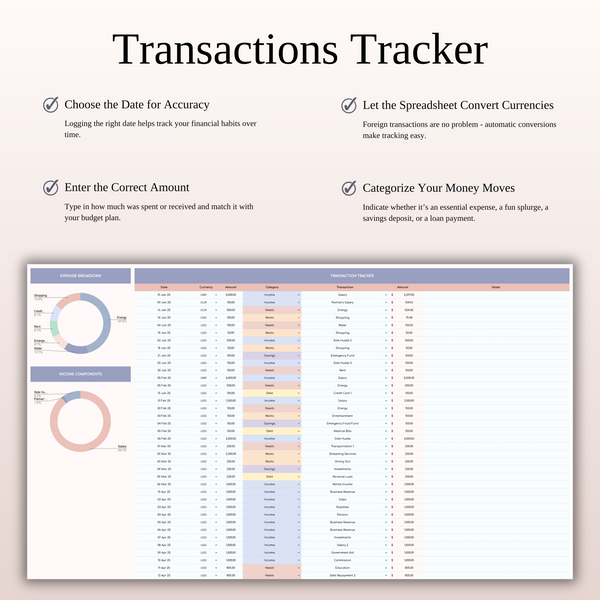 65/20/10/5 Budget Spreadsheet Template | Excel & Google Sheets