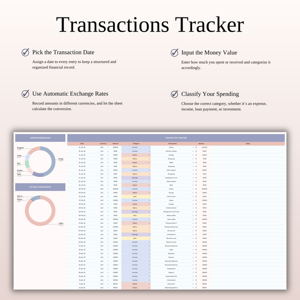 45/30/20/5 Budget Spreadsheet Template | Excel & Google Sheets