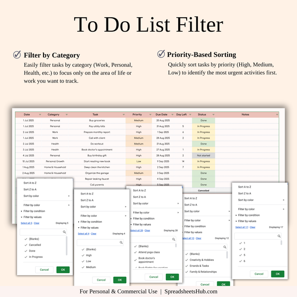 PLR - To-Do List Tracker Template - SpreadsheetsHub