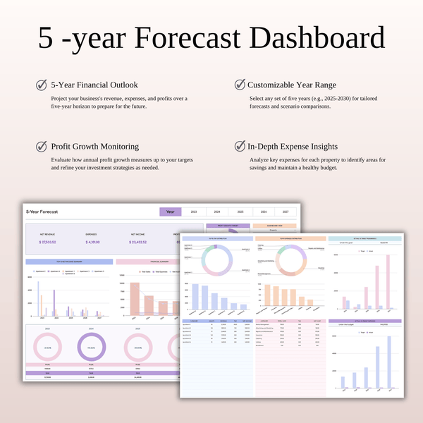 Property Management Tool for Zillow | Excel & Google Sheets Template (Rainbow Theme) - SpreadsheetsHub