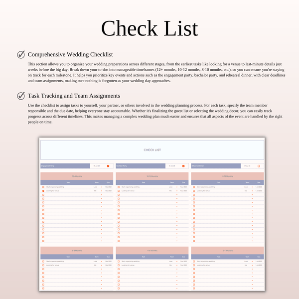 Wedding Planner Spreadsheet Template for Google Sheets & Excel - SpreadsheetsHub